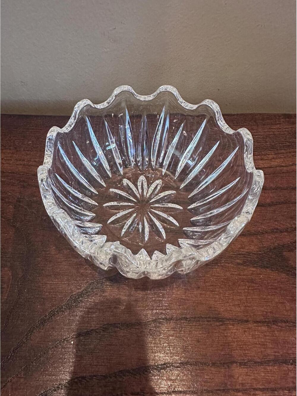 Princess House Lead Crystal Wave Edge Trinket Bowl
